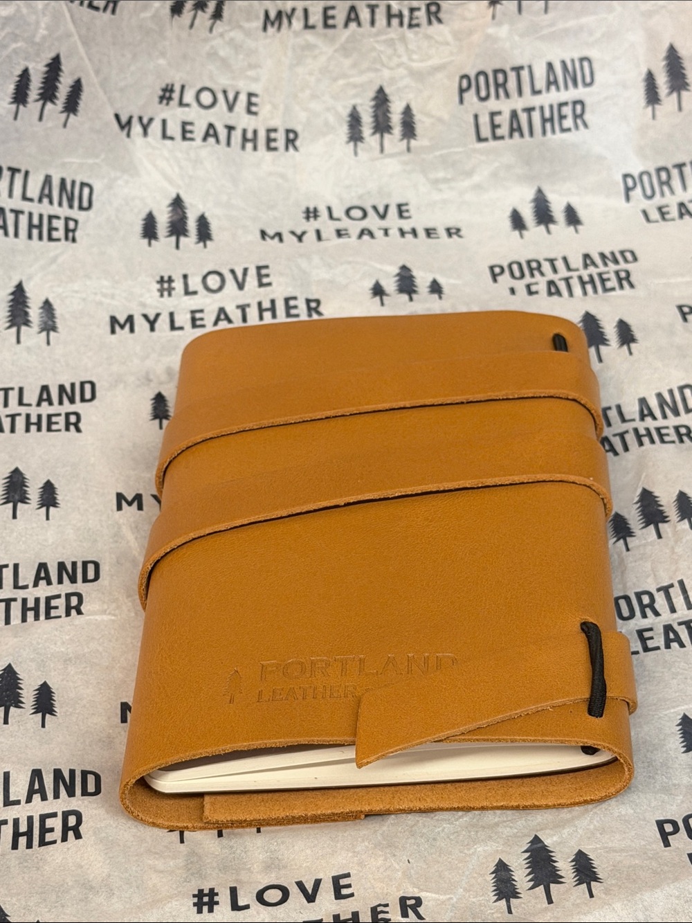 New Unused Portland Leather Small Wrapped Leather Journal in Mango